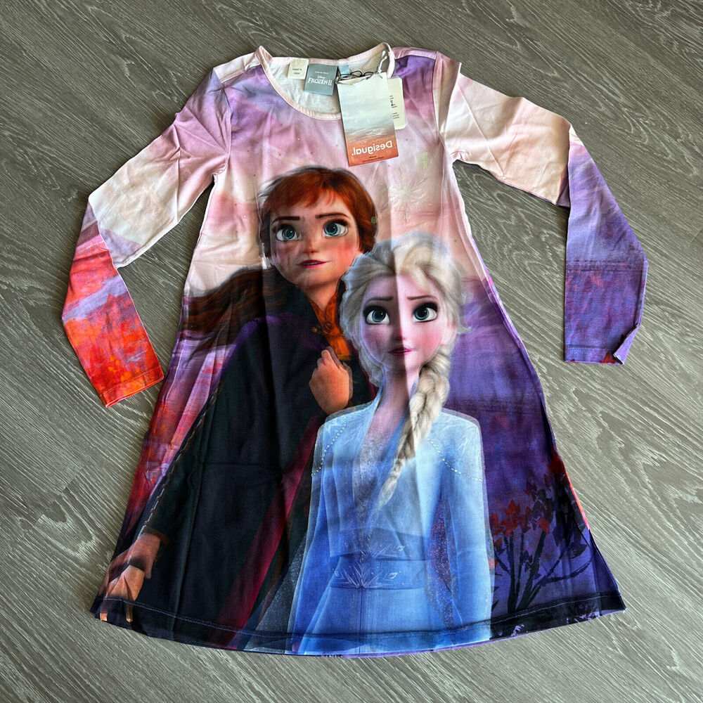 Desigual Kids Dress Frozen 11-12 Years Elsa Anna Mesh Top Rhinestone Colorful